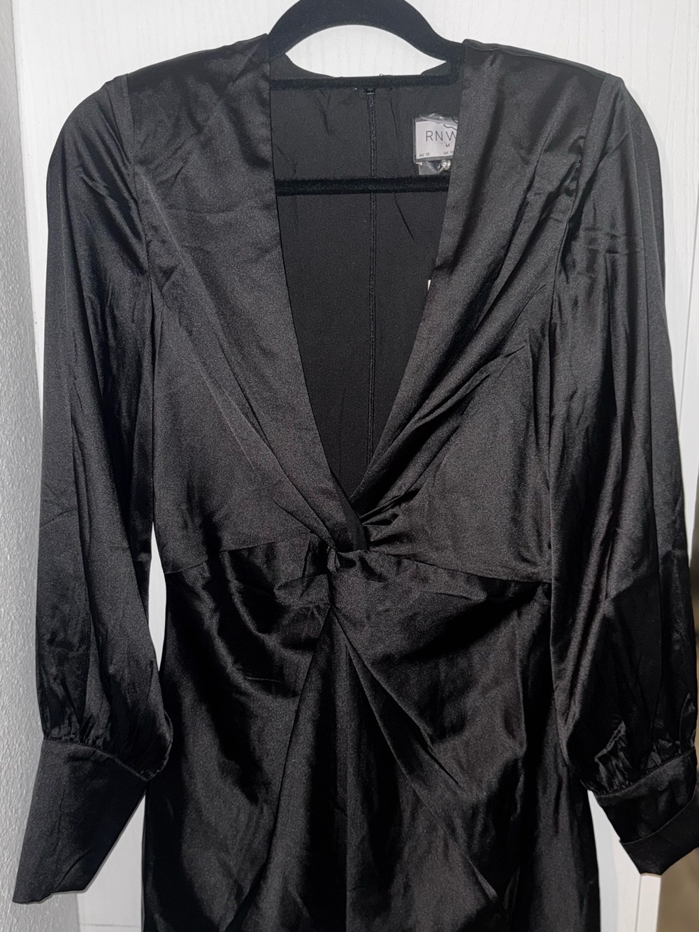 RNW Black Long Sleeve Twist Front Dress